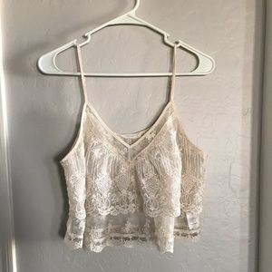 Cream Lace Crop Tank